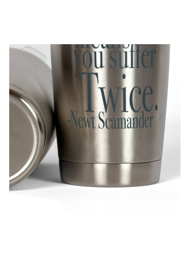 LOUD UNIVERSE Newt Scamander Worrying Quote Printed Tumbler With Lid Silver/Clear/Blue  - Image 3