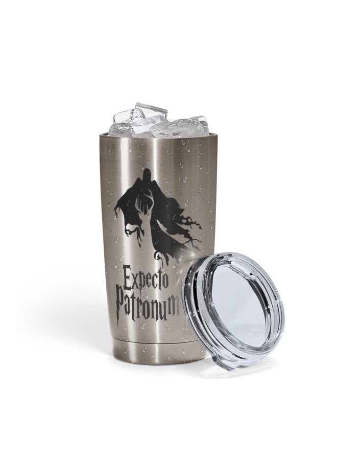 LOUD UNIVERSE Harry Potter Spell Expecto Patronum Printed Tumbler With Lid Silver/Clear/Black  - Image 2