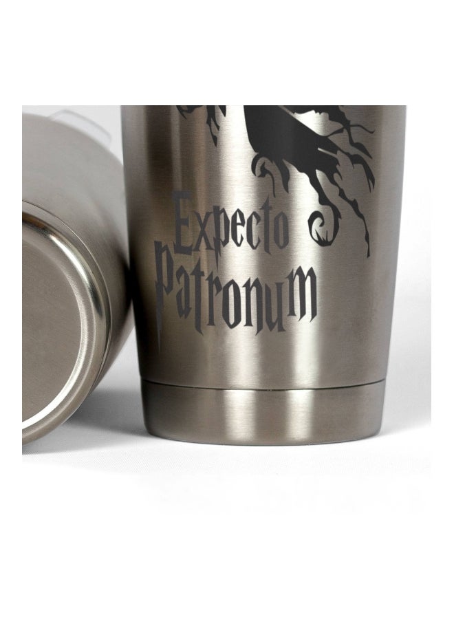 LOUD UNIVERSE Harry Potter Spell Expecto Patronum Printed Tumbler With Lid Silver/Clear/Black  - Image 3