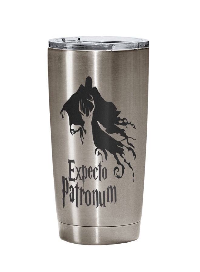 LOUD UNIVERSE Harry Potter Spell Expecto Patronum Printed Tumbler With Lid Silver/Clear/Black  - Image 1