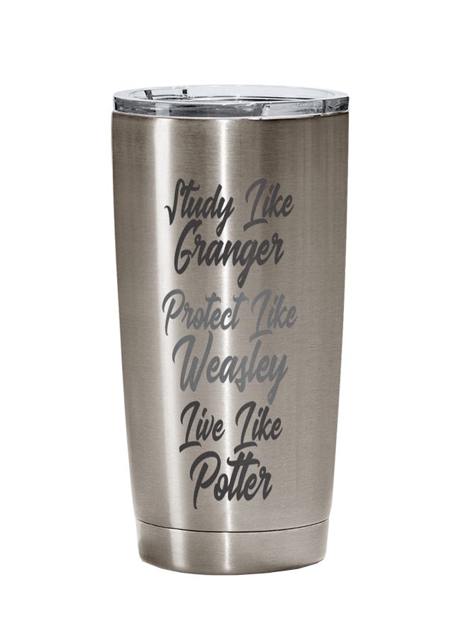 LOUD UNIVERSE Granger Weasley Potter Quote Printed Tumbler With Lid Silver/Clear/Black  - Image 1