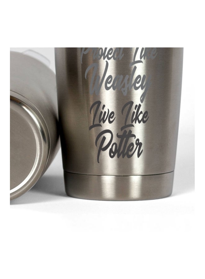 LOUD UNIVERSE Granger Weasley Potter Quote Printed Tumbler With Lid Silver/Clear/Black  - Image 3