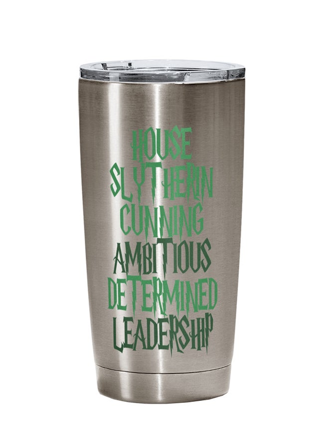 LOUD UNIVERSE House Slytherin Theme Yeti Harry Potter Printed Tumbler With Lid Silver/Clear  - Image 1