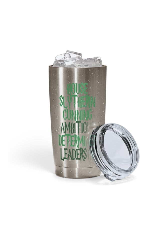 LOUD UNIVERSE House Slytherin Theme Yeti Harry Potter Printed Tumbler With Lid Silver/Clear  - Image 2