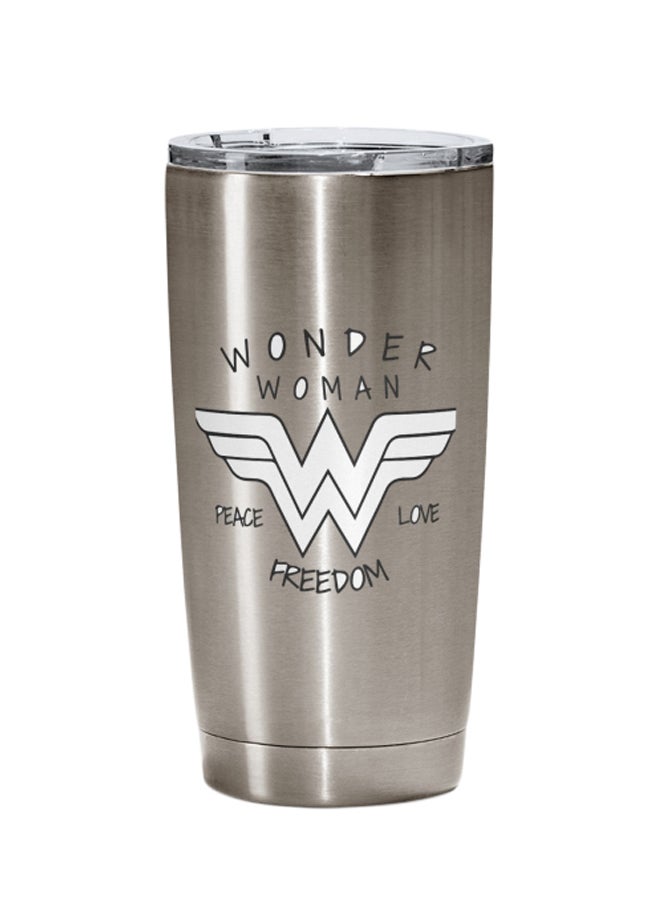 LOUD UNIVERSE Wonder Woman Printed Tumbler With Lid Silver/Grey/White  - Image 1