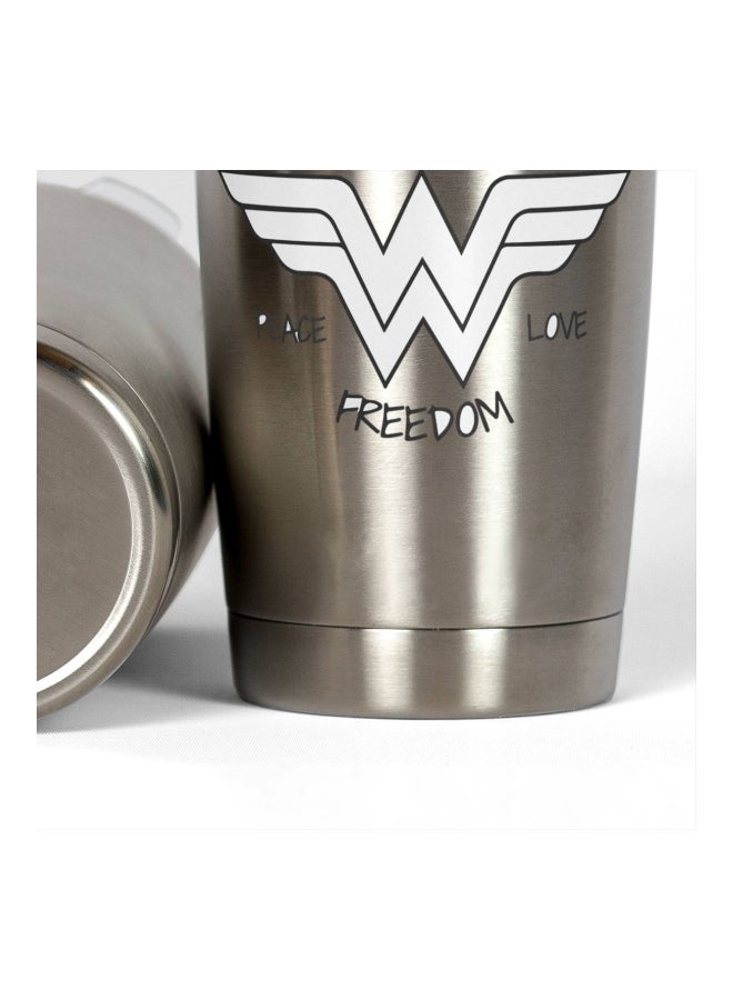 LOUD UNIVERSE Wonder Woman Printed Tumbler With Lid Silver/Grey/White  - Image 3