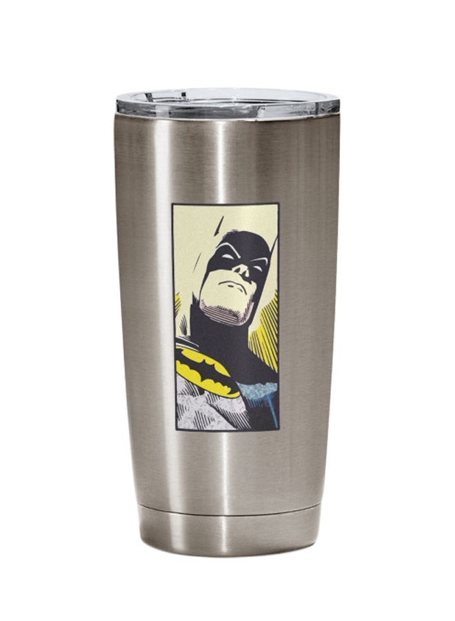 LOUD UNIVERSE Batman Printed Tumbler With Lid Silver/Yellow/Black  - Image 1