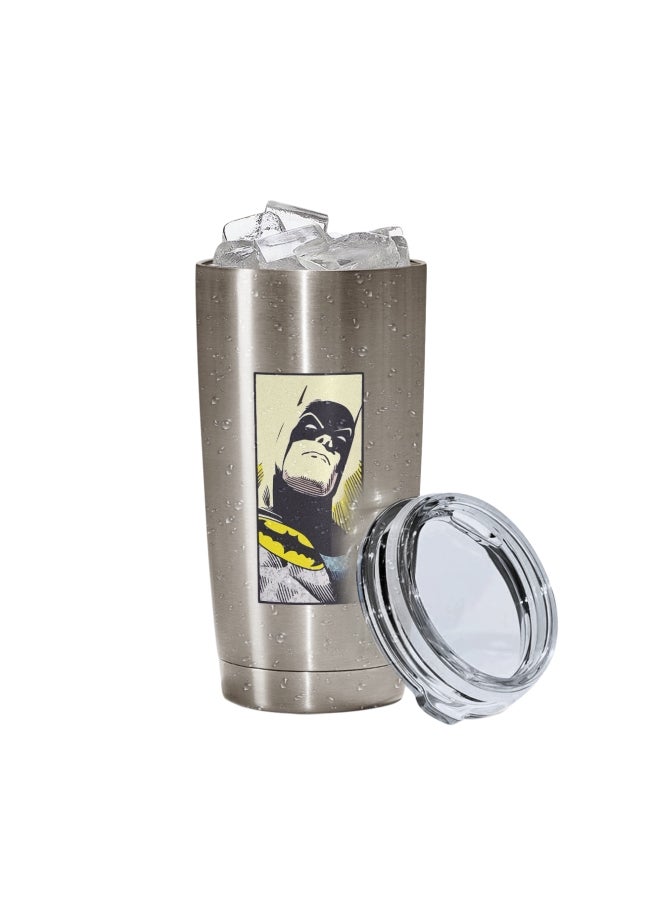 LOUD UNIVERSE Batman Printed Tumbler With Lid Silver/Yellow/Black  - Image 2