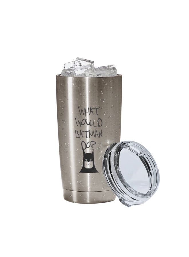 LOUD UNIVERSE Batman Printed Tumbler With Lid Silver/Grey/Black  - Image 2