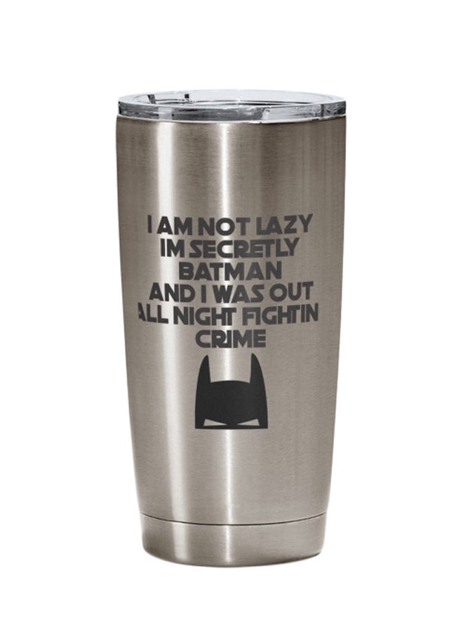 LOUD UNIVERSE Batman Printed Tumbler With Lid Silver/Grey/Black  - Image 1