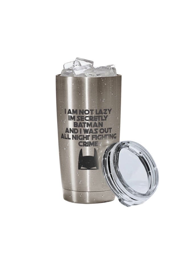 LOUD UNIVERSE Batman Printed Tumbler With Lid Silver/Grey/Black  - Image 2