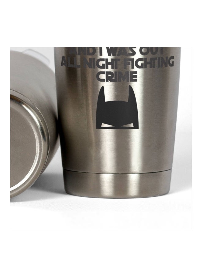 LOUD UNIVERSE Batman Printed Tumbler With Lid Silver/Grey/Black  - Image 3