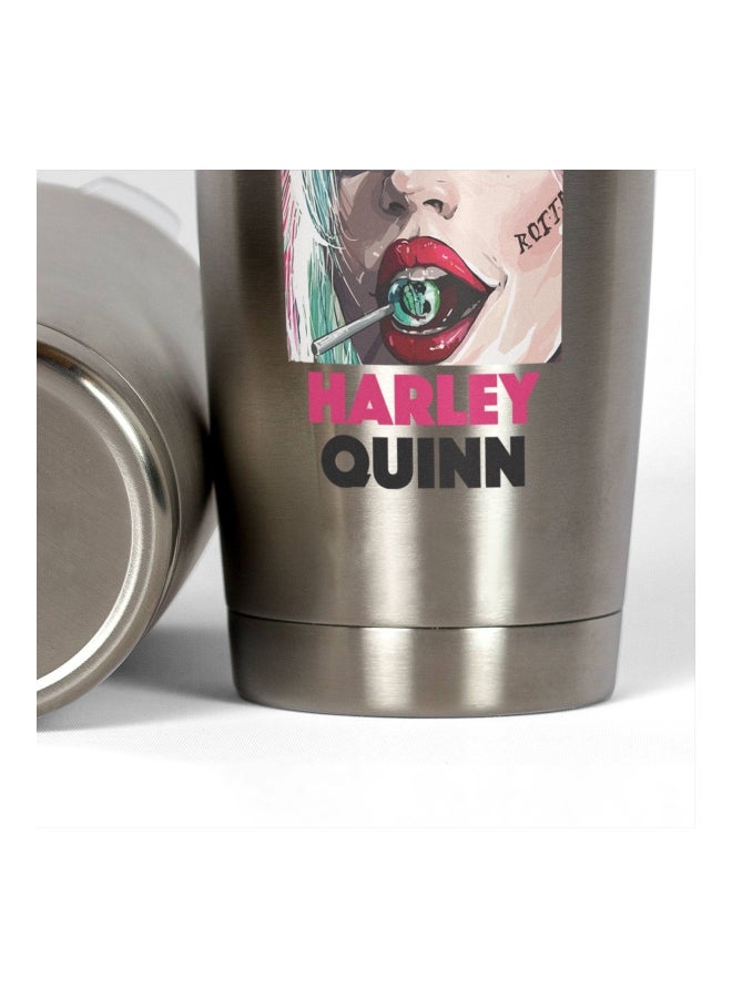 LOUD UNIVERSE Harley Quinn Printed Tumbler With Lid Silver/Pink/Clear  - Image 3