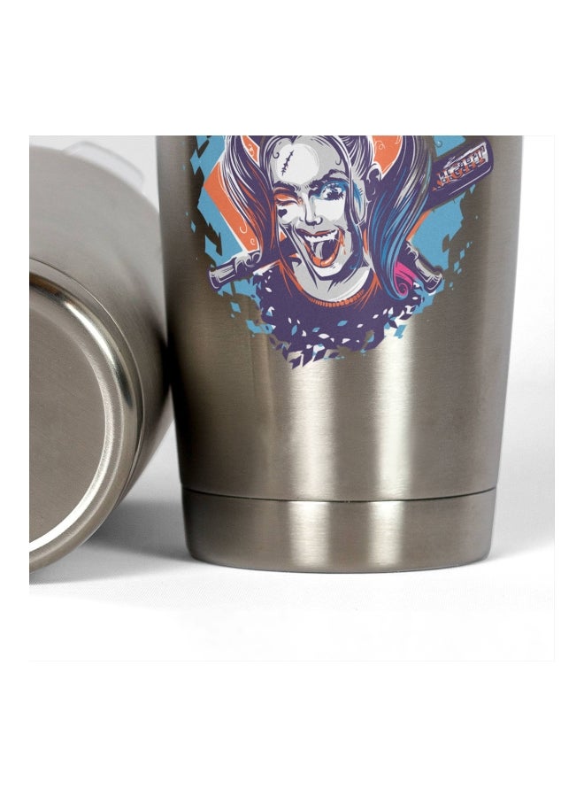 LOUD UNIVERSE Harley Quinn Printed Tumbler With Lid Silver/Blue/Clear  - Image 3