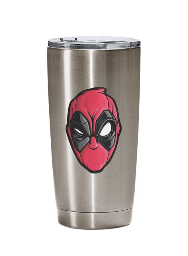 LOUD UNIVERSE Deadpool Printed Tumbler With Lid Silver/Clear/Red  - Image 1