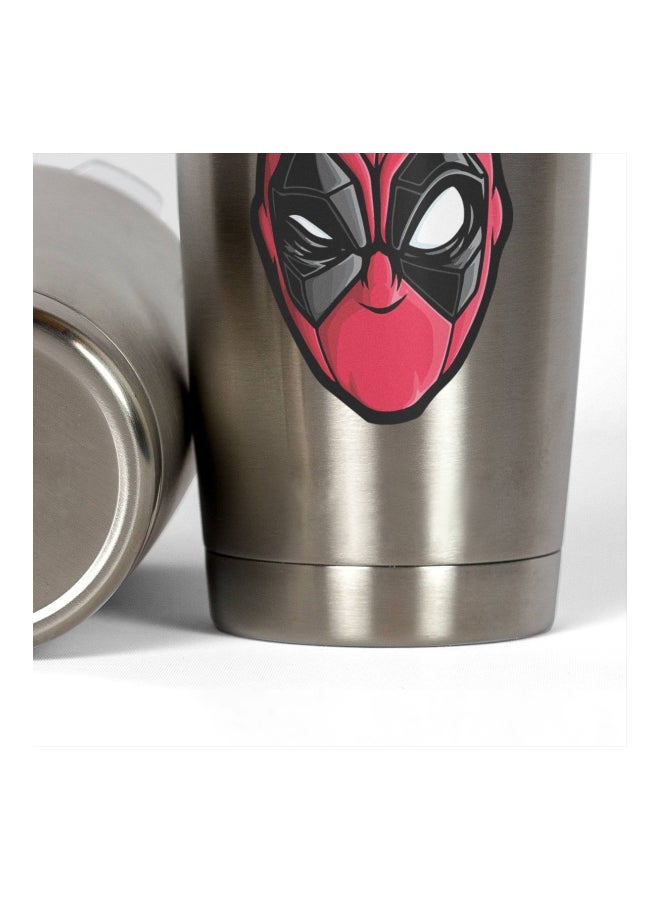 LOUD UNIVERSE Deadpool Printed Tumbler With Lid Silver/Clear/Red  - Image 3