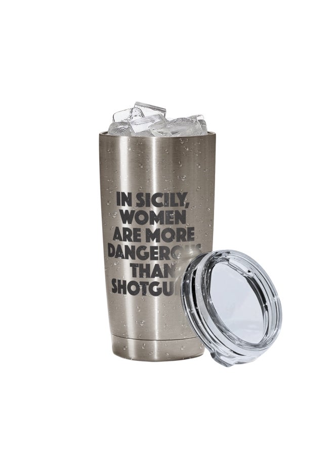 LOUD UNIVERSE Scarface Quote Printed Tumbler With Lid Silver/Clear/Black  - Image 2