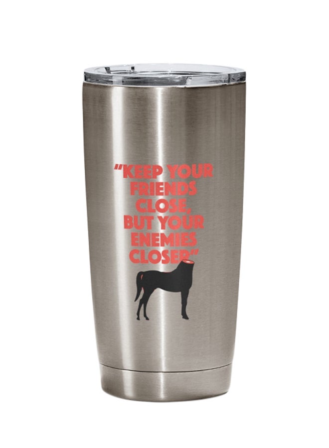LOUD UNIVERSE Movie Quote Printed Tumbler With Lid Silver/Black/Red  - Image 1
