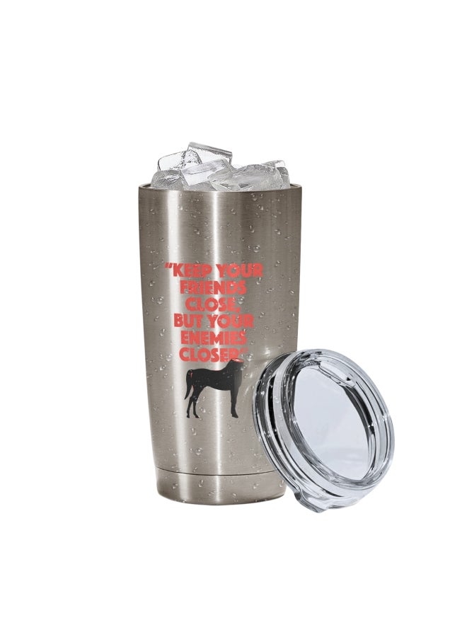LOUD UNIVERSE Movie Quote Printed Tumbler With Lid Silver/Black/Red  - Image 2
