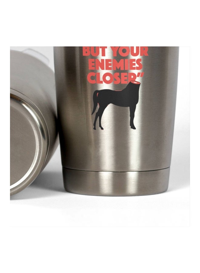LOUD UNIVERSE Movie Quote Printed Tumbler With Lid Silver/Black/Red  - Image 3