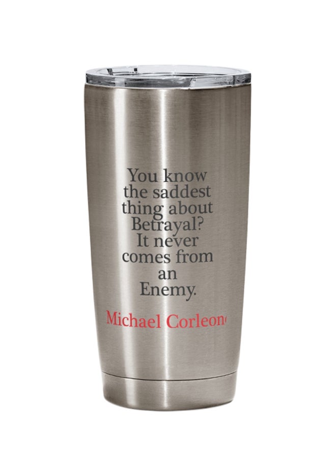 LOUD UNIVERSE Michael Corleone Movie Quote Printed Tumbler With Lid Silver/Clear/Black Silver/Clear/Black  - Image 1