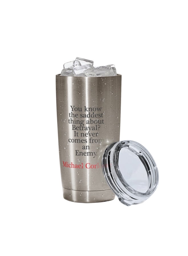 LOUD UNIVERSE Michael Corleone Movie Quote Printed Tumbler With Lid Silver/Clear/Black Silver/Clear/Black  - Image 2