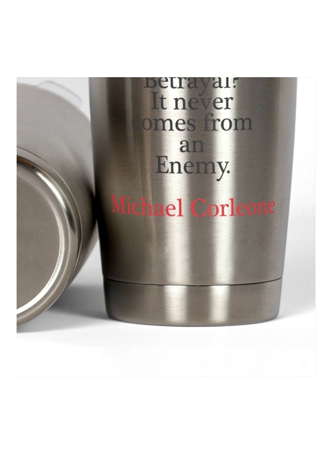 LOUD UNIVERSE Michael Corleone Movie Quote Printed Tumbler With Lid Silver/Clear/Black Silver/Clear/Black  - Image 3