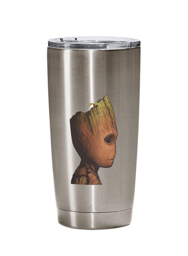 LOUD UNIVERSE Printed Tumbler With Lid Silver/Brown Silver/Brown  - Image 1