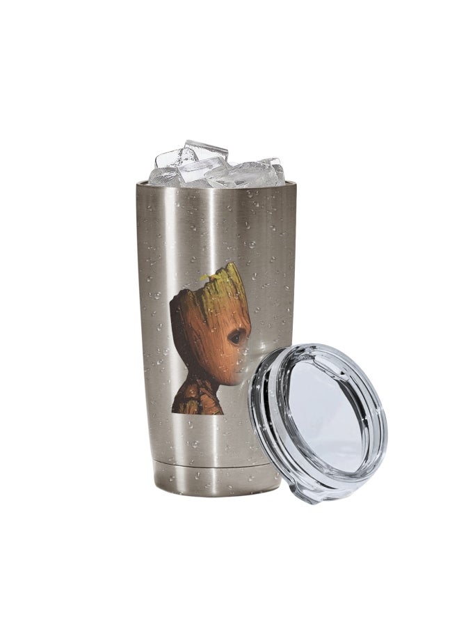 LOUD UNIVERSE Printed Tumbler With Lid Silver/Brown Silver/Brown  - Image 2