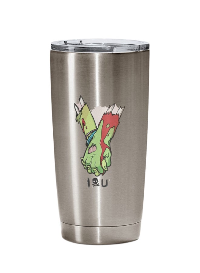 LOUD UNIVERSE Printed Stainless Steel Tumbler With LID Silver/Red/Green  - Image 1