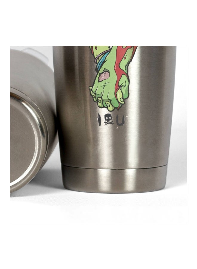 LOUD UNIVERSE Printed Stainless Steel Tumbler With LID Silver/Red/Green  - Image 3