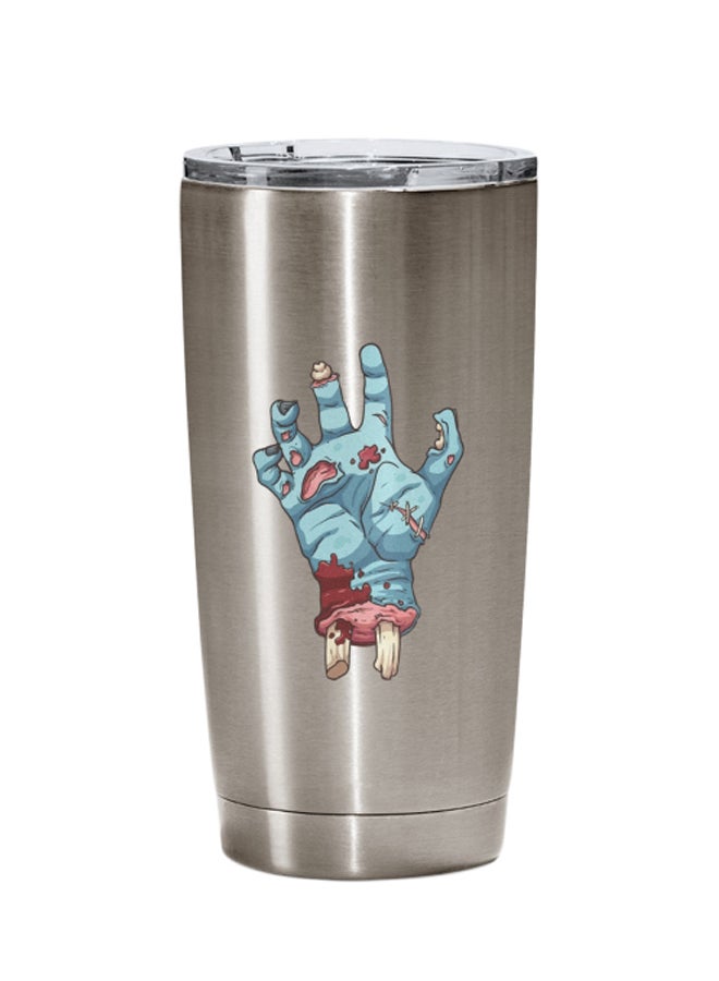 LOUD UNIVERSE Hand Printed Tumbler With Lid Silver/Blue/Red Silver/Blue/Red  - Image 1