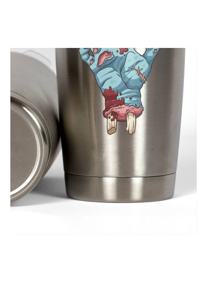 LOUD UNIVERSE Hand Printed Tumbler With Lid Silver/Blue/Red Silver/Blue/Red  - Image 3