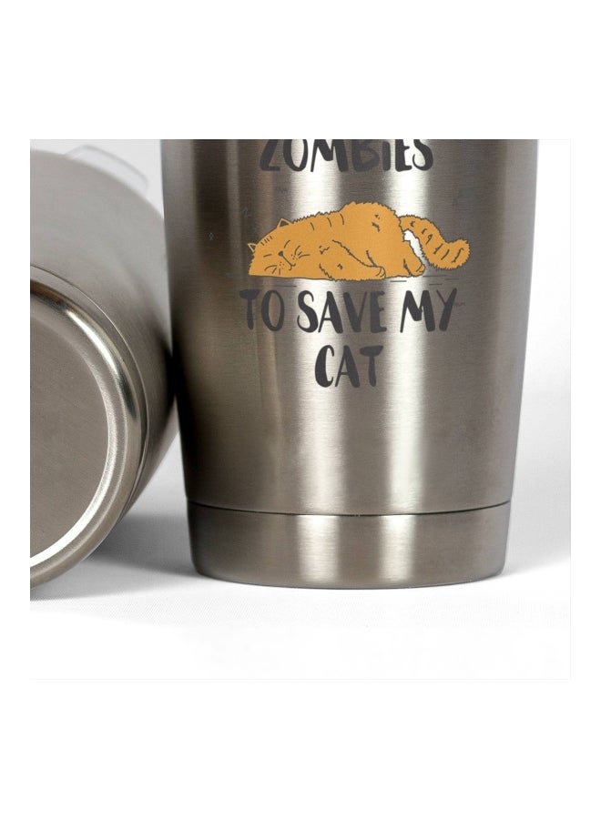 LOUD UNIVERSE Printed Tumbler With Lid Silver/Black/Yellow Silver/Black/Yellow  - Image 3