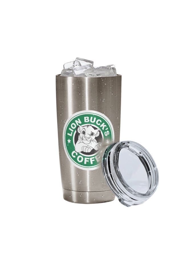 LOUD UNIVERSE Lion King Simba Printed Tumbler With Lid Silver/Green/White Silver/Green/White  - Image 2