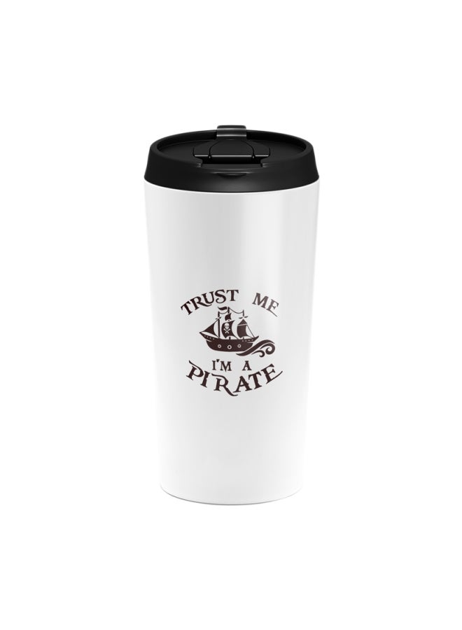 LOUD UNIVERSE Caribbean Pirate Quote Printed Tumbler With Lid White/Black/Brown  - Image 1