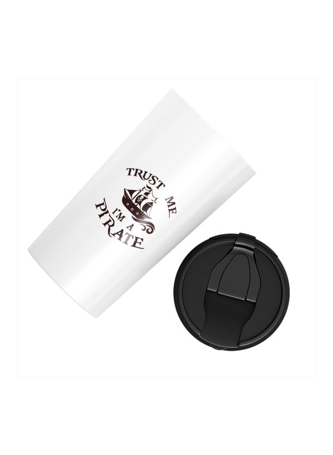 LOUD UNIVERSE Caribbean Pirate Quote Printed Tumbler With Lid White/Black/Brown  - Image 2