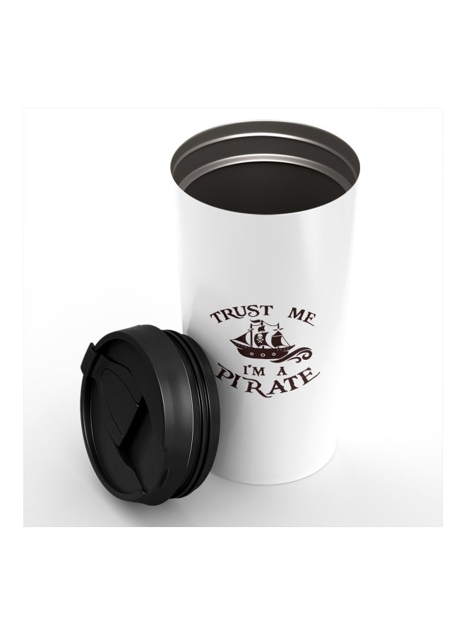 LOUD UNIVERSE Caribbean Pirate Quote Printed Tumbler With Lid White/Black/Brown  - Image 3