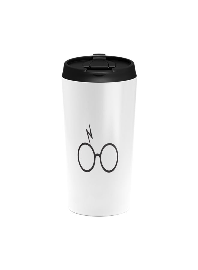 LOUD UNIVERSE Harry Potter Glass Printed Tumbler With Lid White/Black  - Image 1