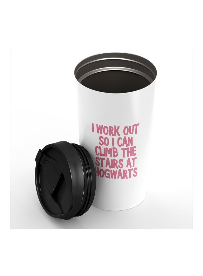 LOUD UNIVERSE Harry Potter Theme Quote Printed Tumbler With Lid White/Pink/Black  - Image 3