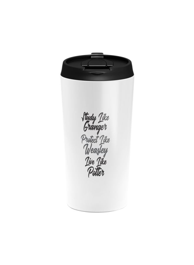 LOUD UNIVERSE Quote Printed Tumbler With Lid White/Black  - Image 1