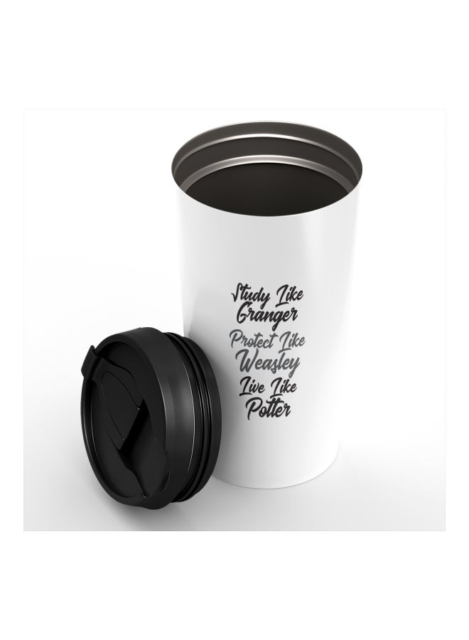 LOUD UNIVERSE Quote Printed Tumbler With Lid White/Black  - Image 3