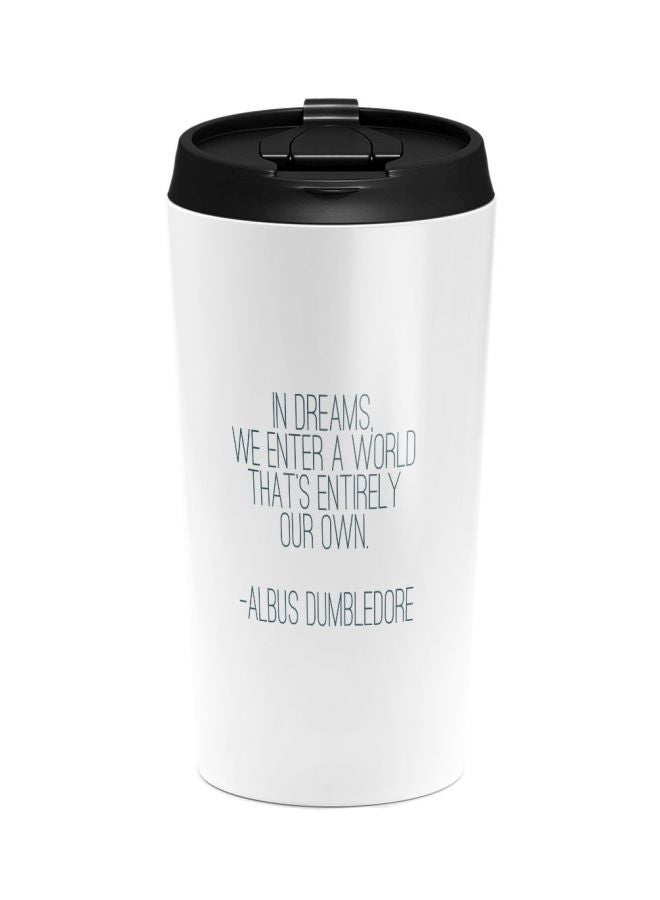 LOUD UNIVERSE Dream Quote Printed Tumbler With Lid White/Black  - Image 1