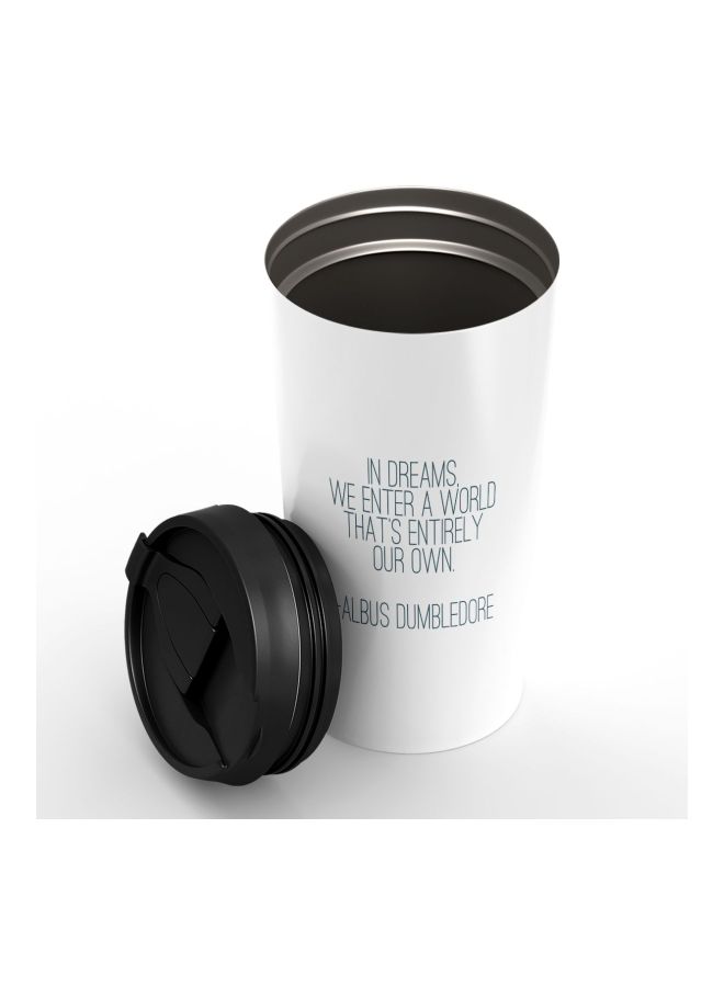 LOUD UNIVERSE Dream Quote Printed Tumbler With Lid White/Black  - Image 3