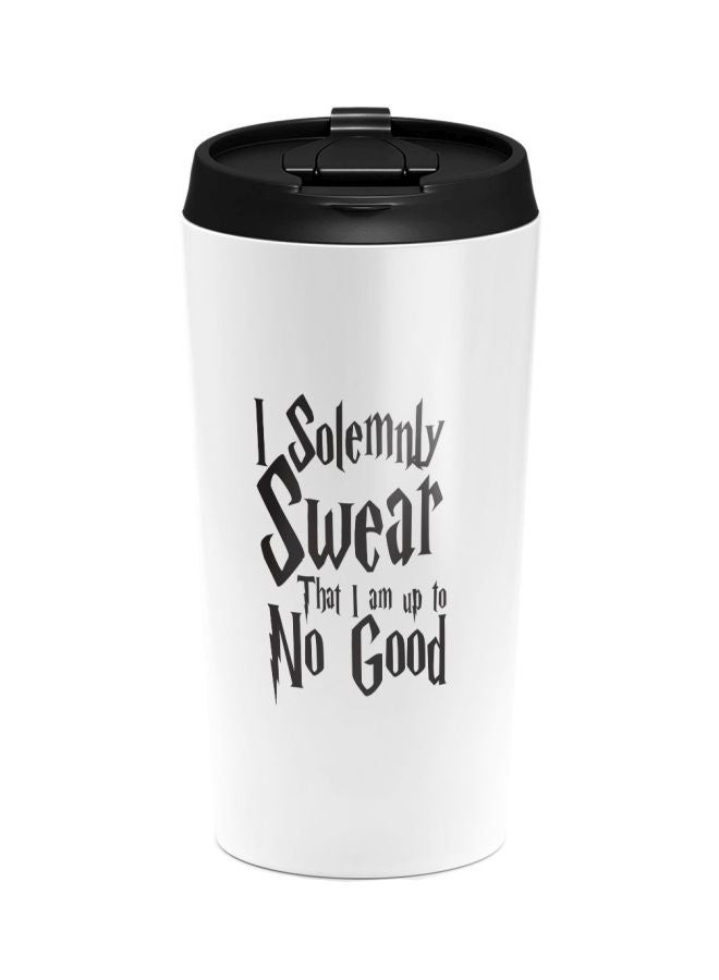 LOUD UNIVERSE Solemnly Swear Quote Printed Tumbler With Lid White/Black  - Image 1