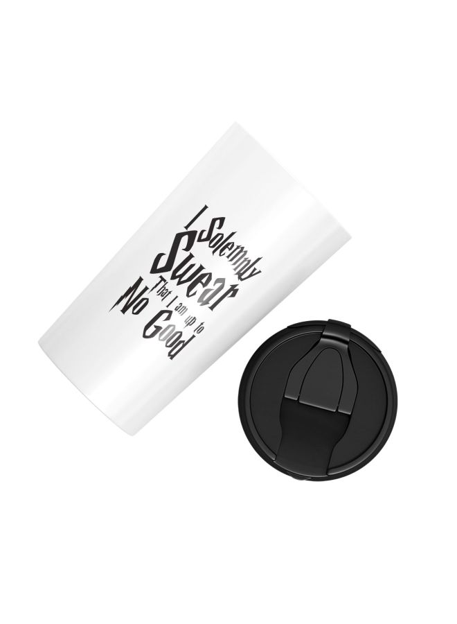 LOUD UNIVERSE Solemnly Swear Quote Printed Tumbler With Lid White/Black  - Image 2