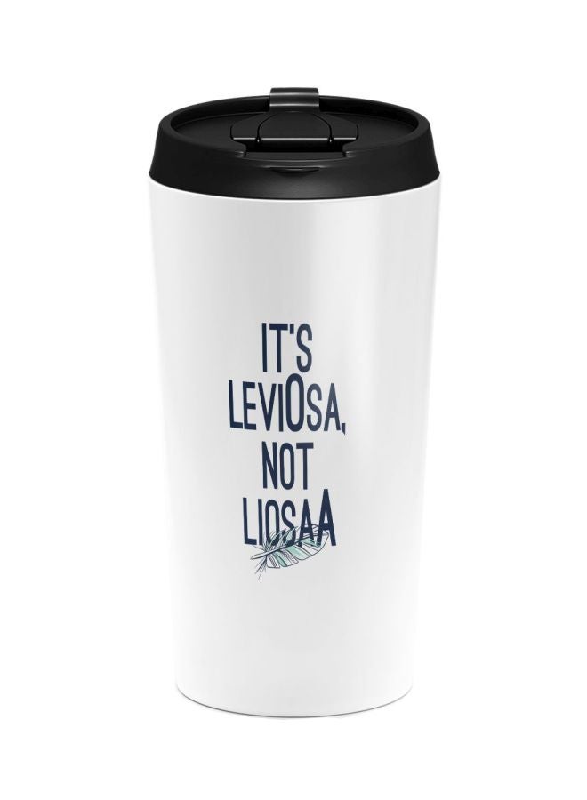 LOUD UNIVERSE Leviosa Quote Printed Tumbler With Lid White/Black/Blue  - Image 1