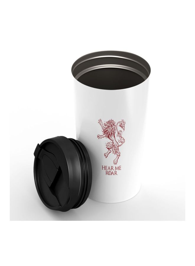 LOUD UNIVERSE Game Of Thrones House Lannister Hear Me Roar Printed Tumbler With Lid White/Red/Black  - Image 3