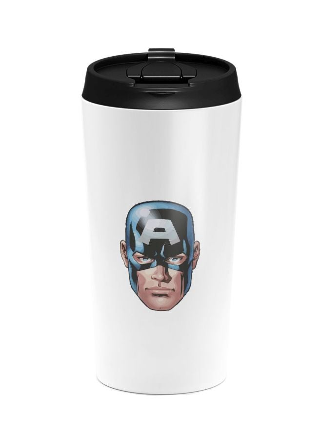 LOUD UNIVERSE Avengers Captain America Printed Tumbler With Lid White/Black/Blue  - Image 1