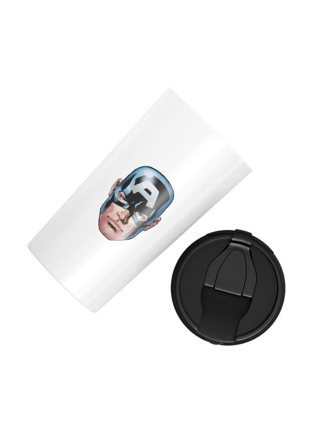 LOUD UNIVERSE Avengers Captain America Printed Tumbler With Lid White/Black/Blue  - Image 2
